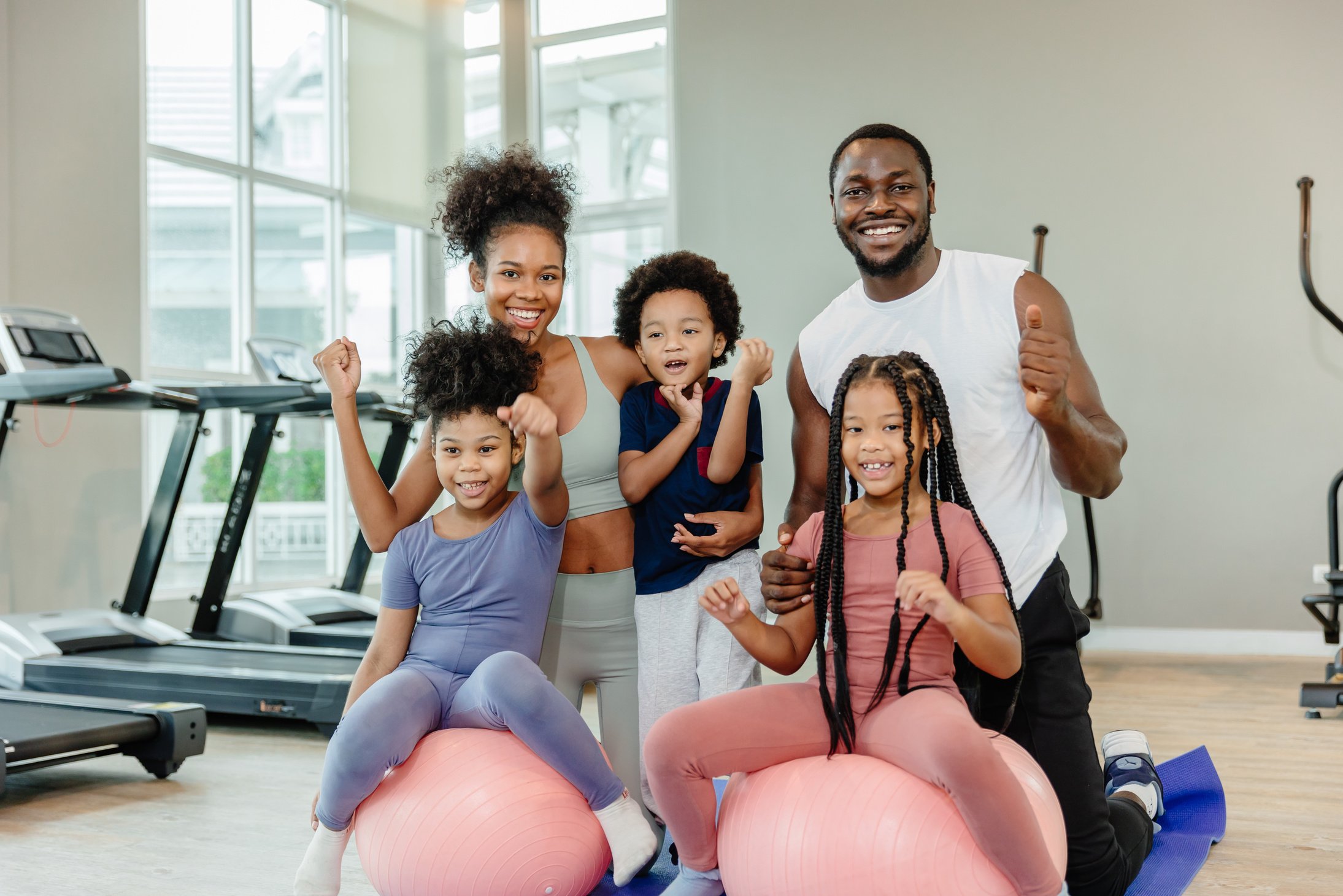 Active Family Exercising Together